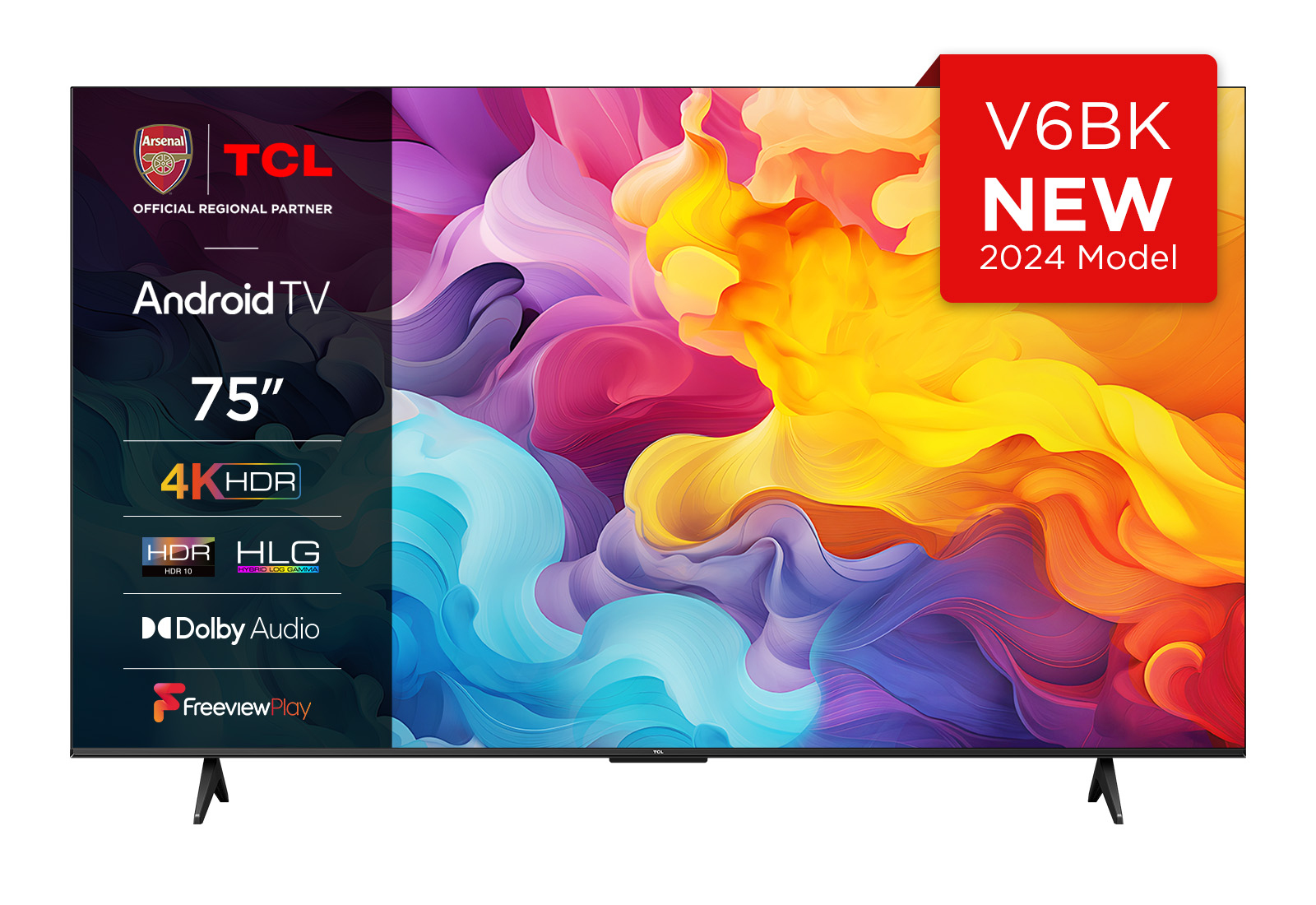 TCL 4K Smart Android LED XXL TV 75V6B 75″ (2024)